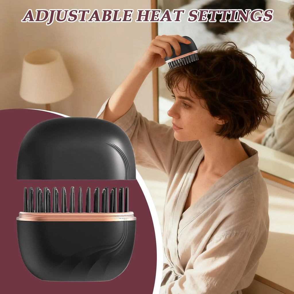 New Mini Portable Rechargeable Hair Straightener Brush With Anti-Scald Shell Cordless USB Charging