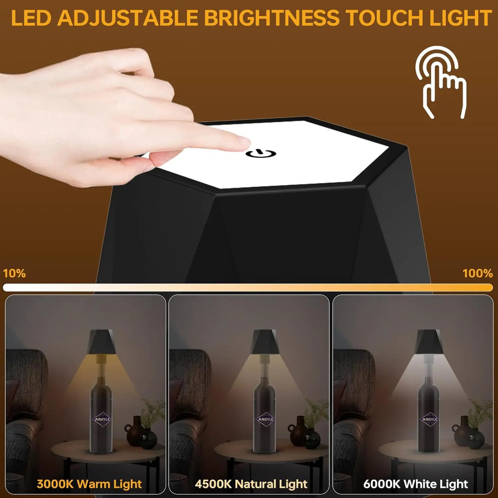 Wireless Bottle Table Touch Control Lamp With 3 Colors & Dimming Night Lamp