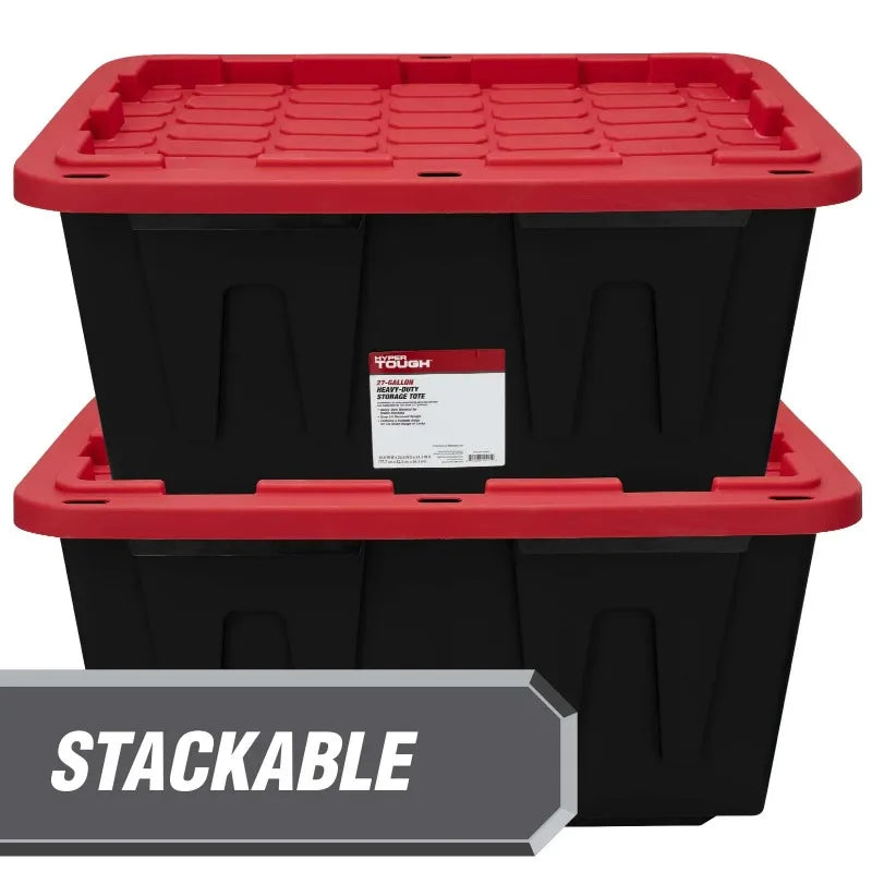 6 Pack Hyper Tough 27 Gallon Plastic Storage Container with Snap-On Lid