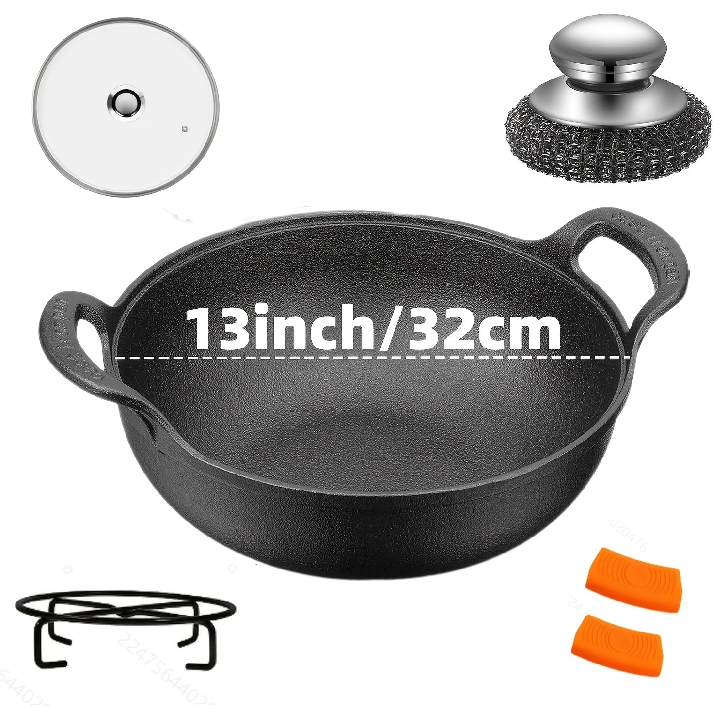 3PCS Cast Iron Skillet Set (6/8/10 Inch)  Pre-Seasoned, Non-Stick Heavy-Duty Pans