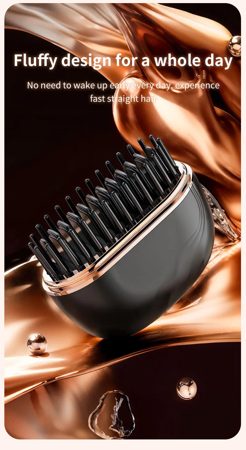 New Mini Portable Rechargeable Hair Straightener Brush With Anti-Scald Shell Cordless USB Charging