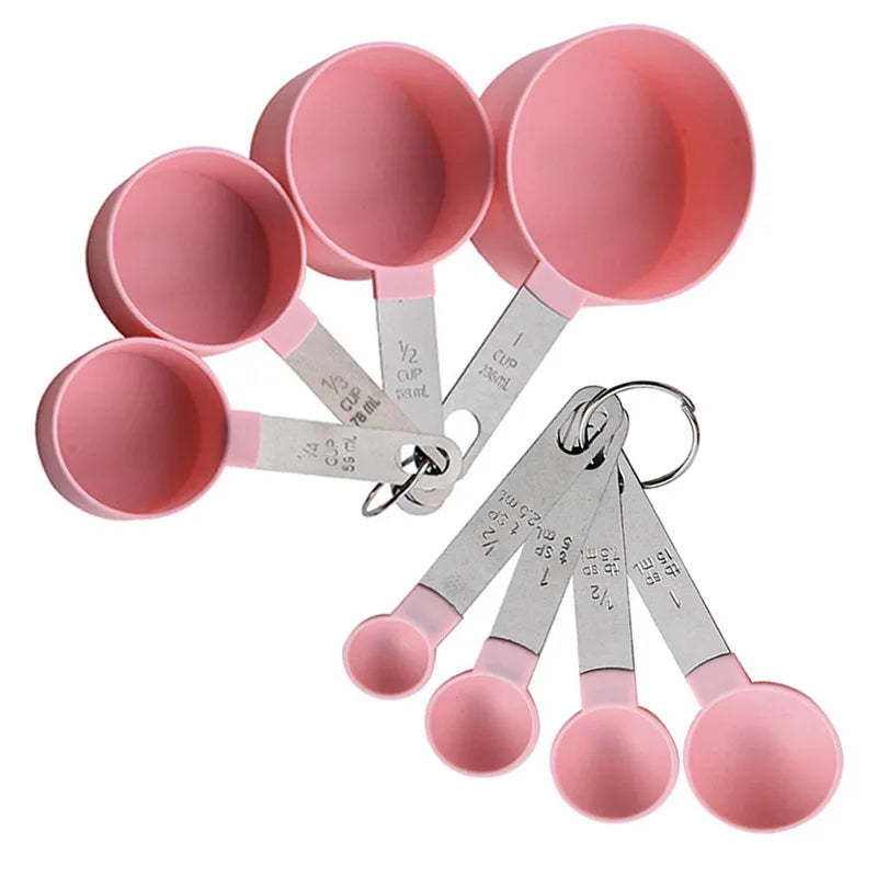 8pcs Stackable Nesting Measuring Cups & Spoons Set With Stainless Steel Handle