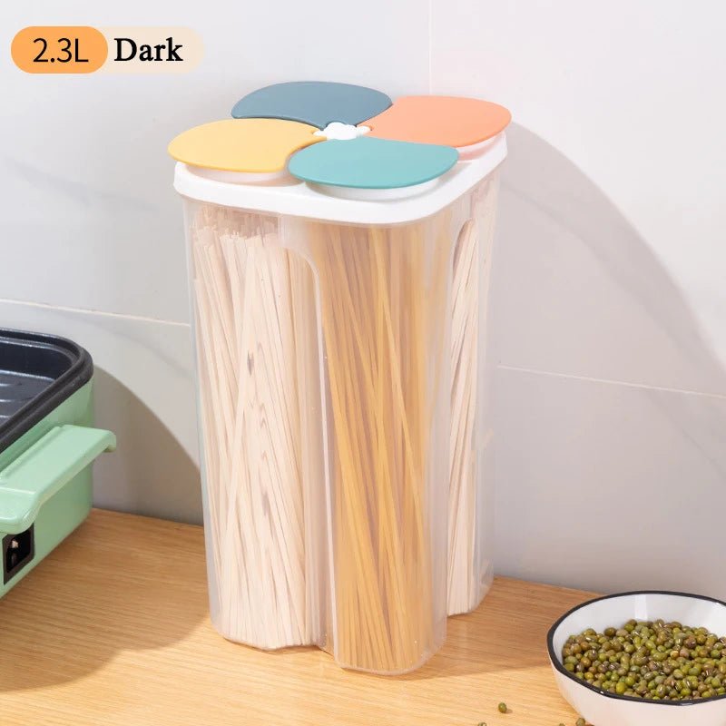 Kitchen Food Storage Box Plastic 4 grids Sealed Food Container Moisture-proof - Lovies Kitchenwares