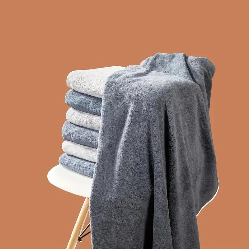 3PCS Large Bath Towels Set Grey Adult Coral Velvet Bath Towels