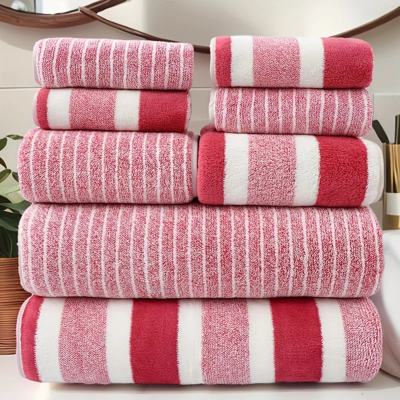 8pcs Towel Set, 2 Bath & 2 Hand Towels, 4 Face Towels