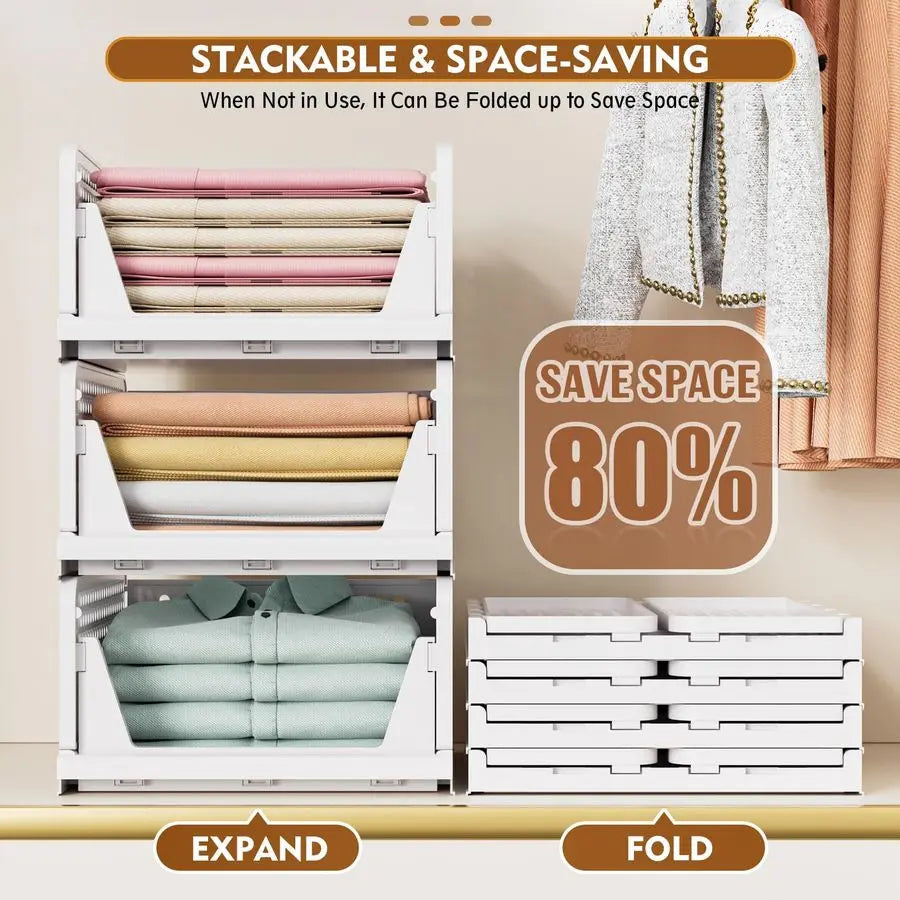 5 Pack Stackable Multi-Purpose Multi-Room Foldable Organizer Storage Baskets