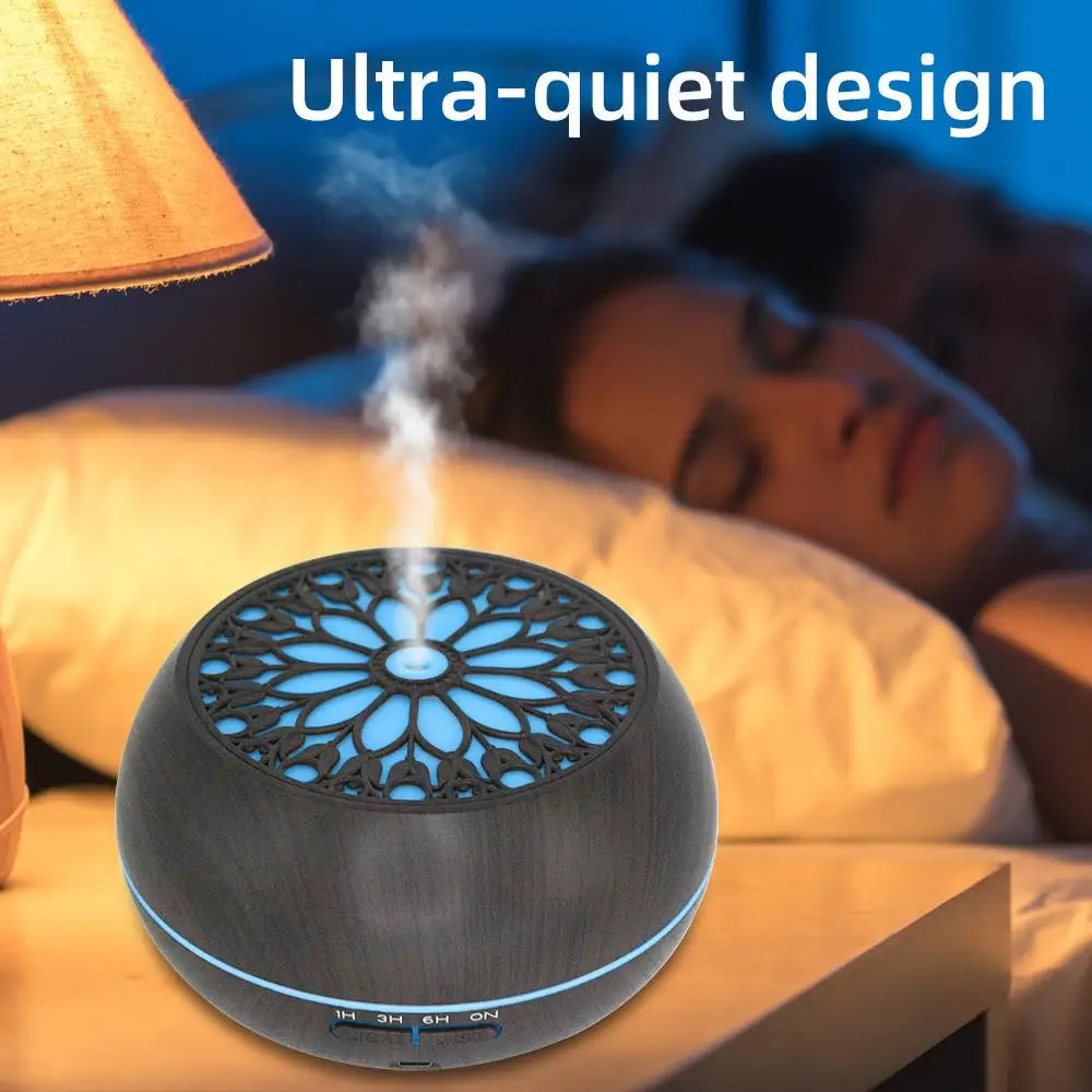 550ml Essential Oil Diffuser with Remote, 6 Scents, Auto-Off Safety, Aromatherapy Humidifier