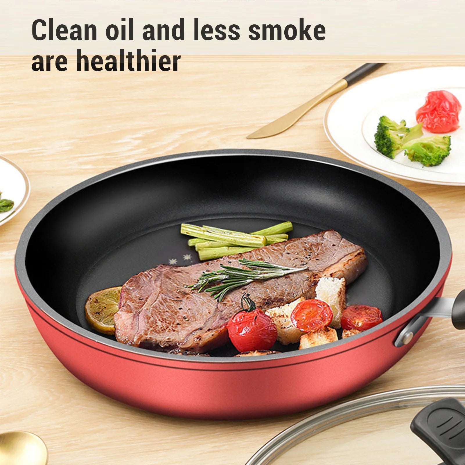Nonstick Frying Pan Cast Iron Skillet Dishwasher Safe Compatible with Induction Gas Stovetop for Multiple Cooking