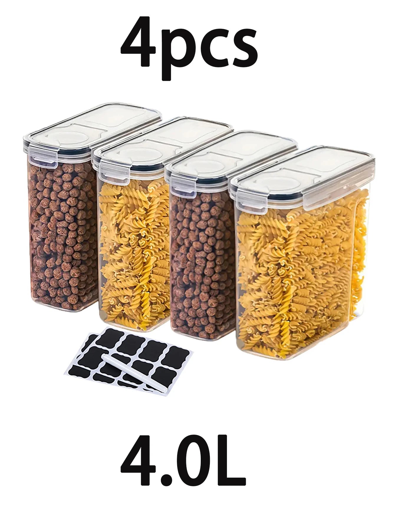4pcs Airtight Kitchen Pantry Organizer Large Food Storage Containers With Lids