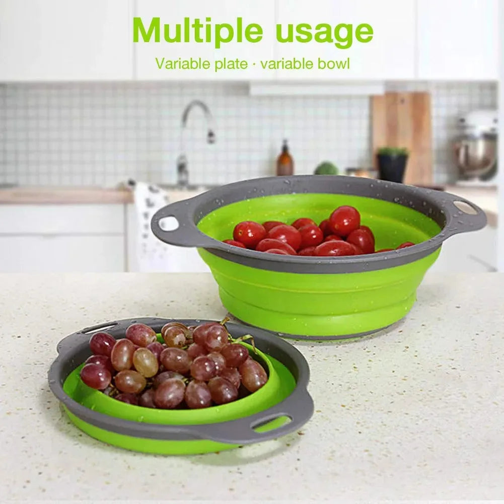 Silicone Folding Drain & Wash Basket & Foldable Strainer Colander