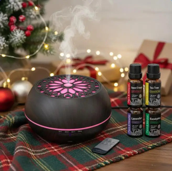550ml Essential Oil Diffuser with Remote, 6 Scents, Auto-Off Safety, Aromatherapy Humidifier