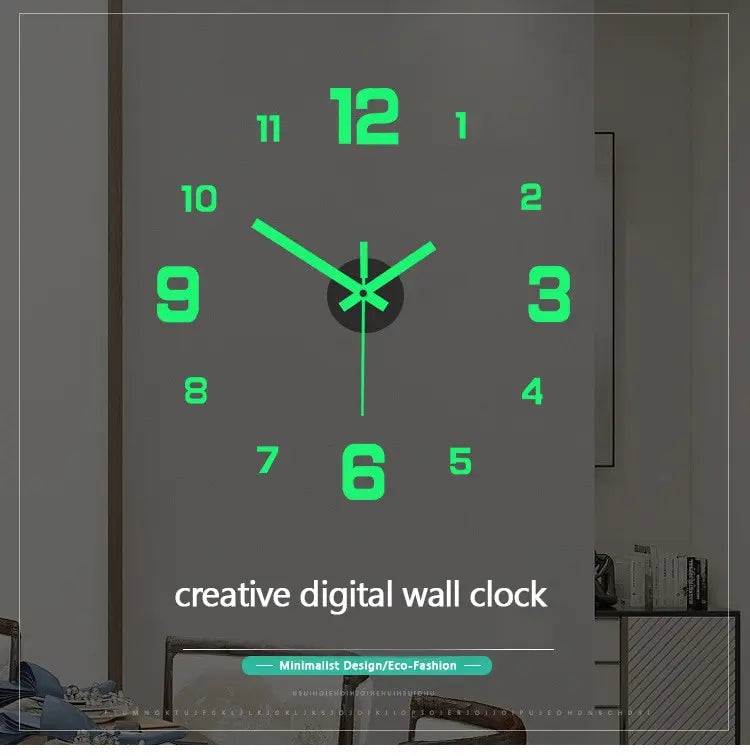 Creative Simple Luminous Wall Sticker Digital Clock