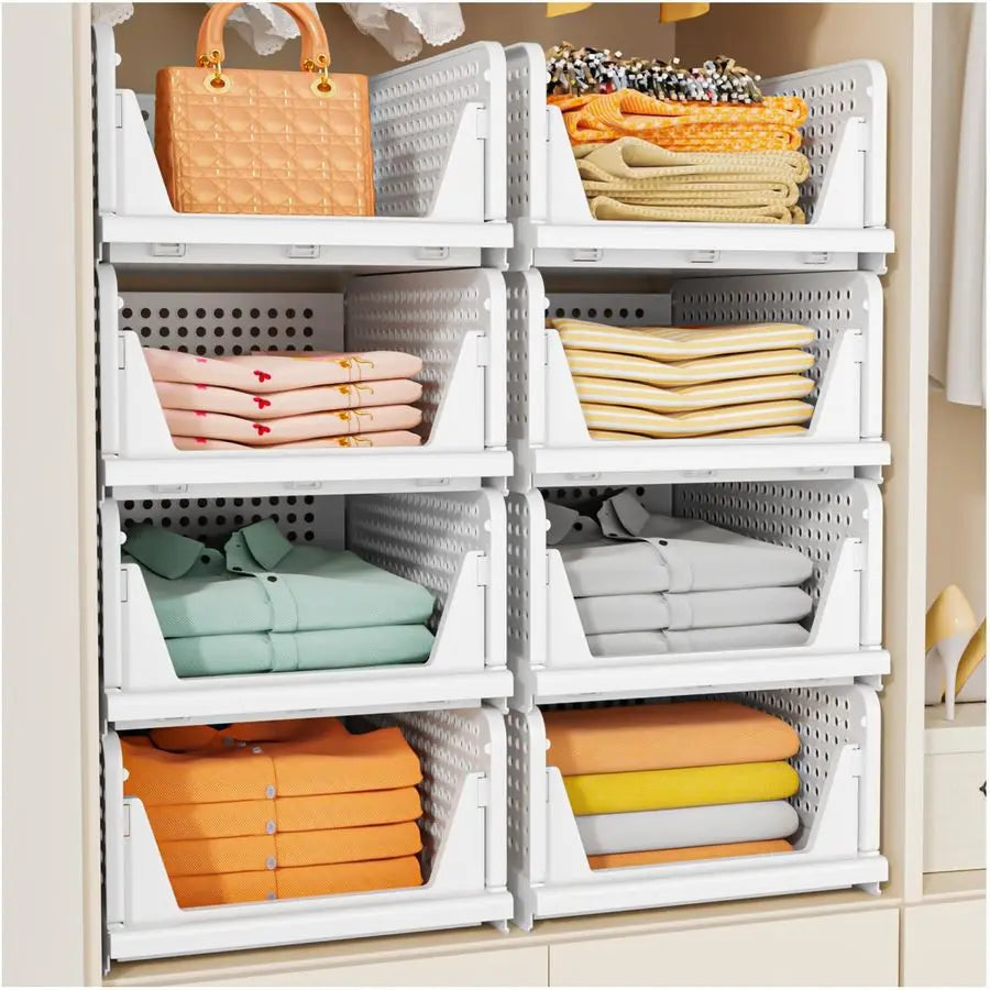 5 Pack Stackable Multi-Purpose Multi-Room Foldable Organizer Storage Baskets