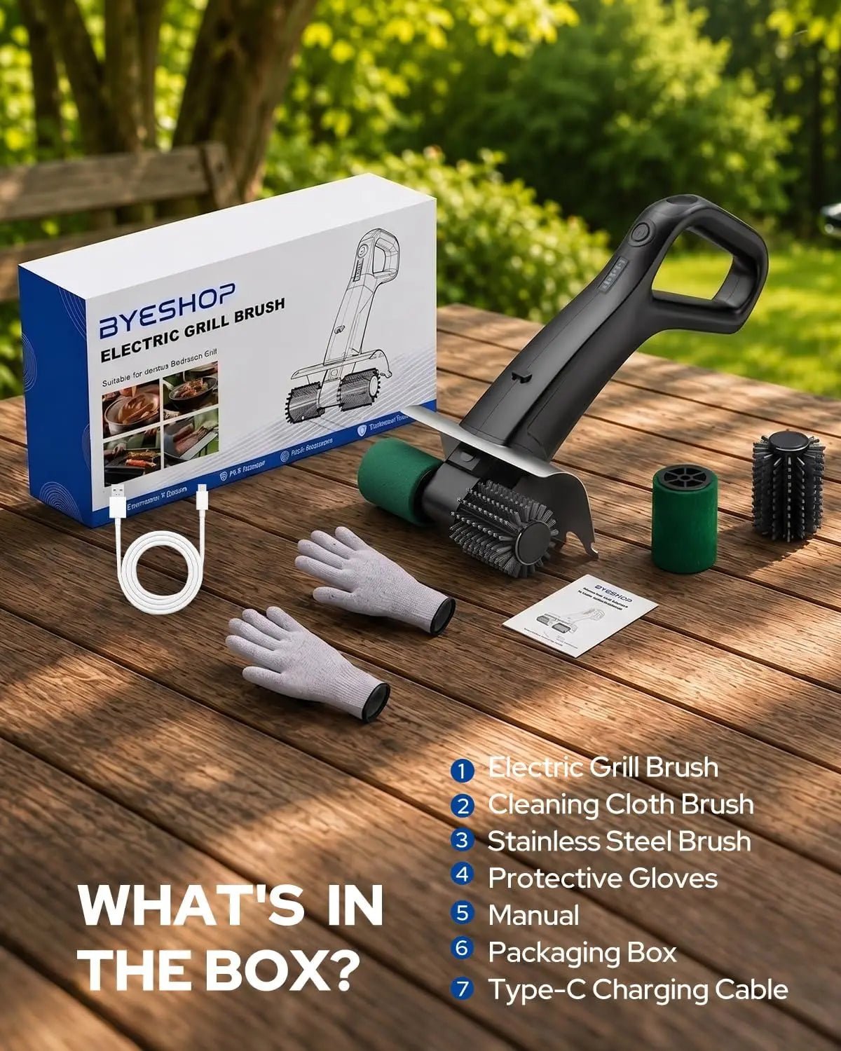 2026 Electric Grill Brush with 2 Brush Heads, 800RPM 25kgf High Torque BBQ Cleaner, 3500mAh Battery, 180 Mins Long Runtime, Extended Handle, Works as Grill Scraper for Tough Grease - Lovies Kitchenwares
