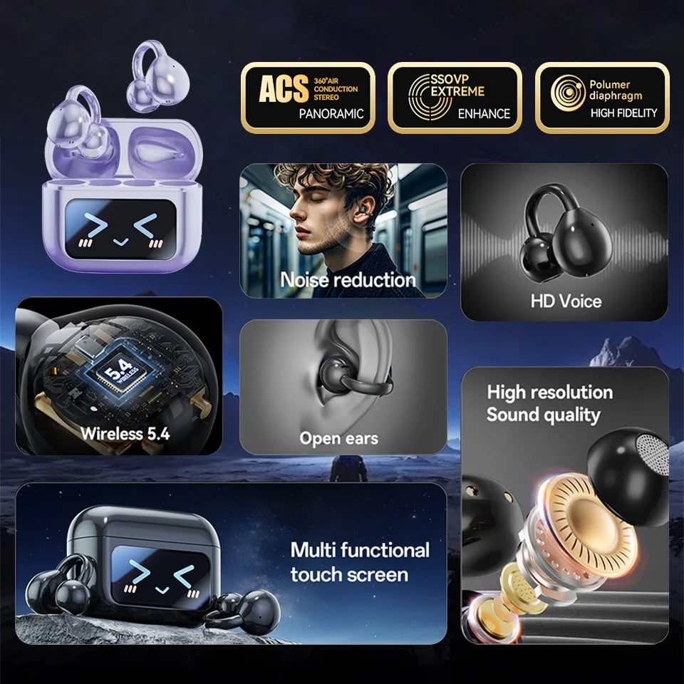 Touch Screen Wireless Bluetooth Earphone 144 Languages Real-Time Translation Headphones HiFi Audio Earbuds