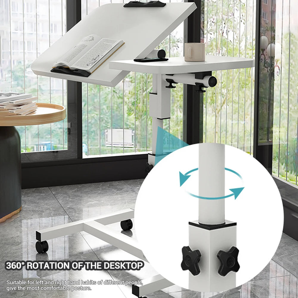 Movable Overbed Table With Wheels, Adjustable Height with Rolling Tray Table