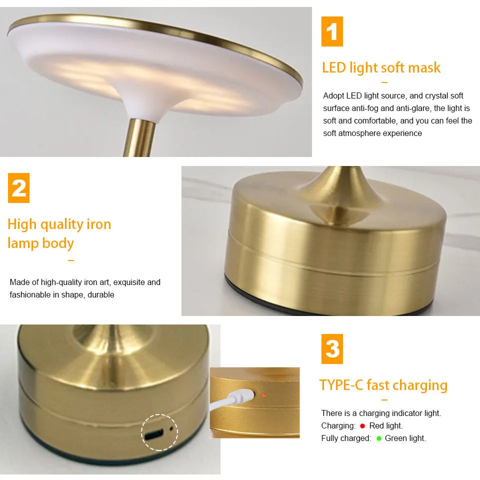 LED Touch Sensor Table Lamp & Night Light & USB Rechargeable