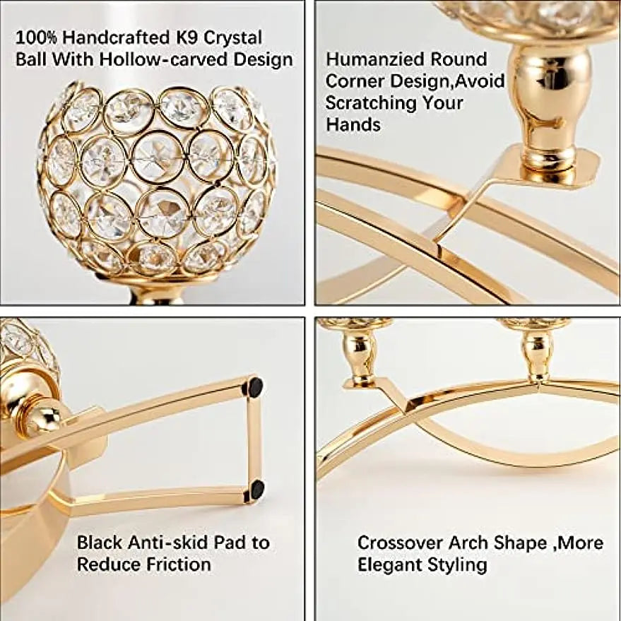 Gold Candle Holders for Table Centerpieces, Candelabra Stand, 3 Arm Candle for Multi-rooms.