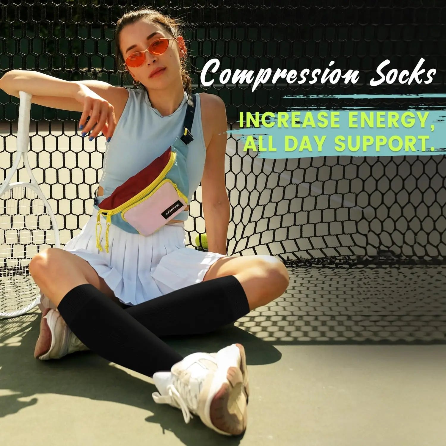 6 Pairs Solid Color Black Copper Compression Socks