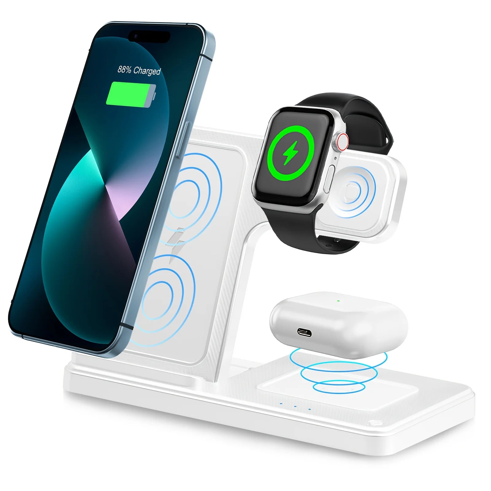 3 In 1 Magnetic Wireless Charger Stand 15W Fast Charging Dock Station Multiple Devices for iPhone