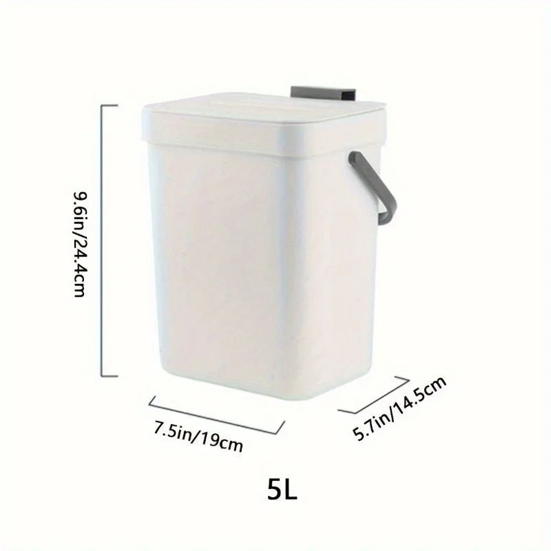 Space-Saving Quiet-Close Trash Can - 3/5L, Eco-Friendly Sealed Bin For Kitchen & Office - Lovies Kitchenwares