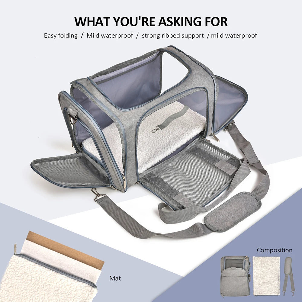 Soft Side Pet Backpack Travel Bag Carrier For Small Pets