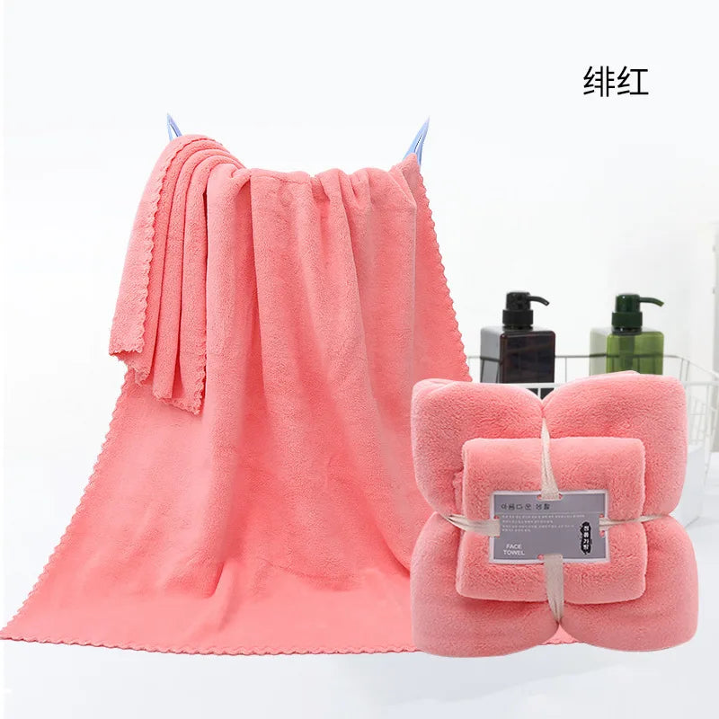 2PC Bath Towels Set Super Soft Highly Absorbent Quick-drying Coral Velvet Bath Towel For Adults