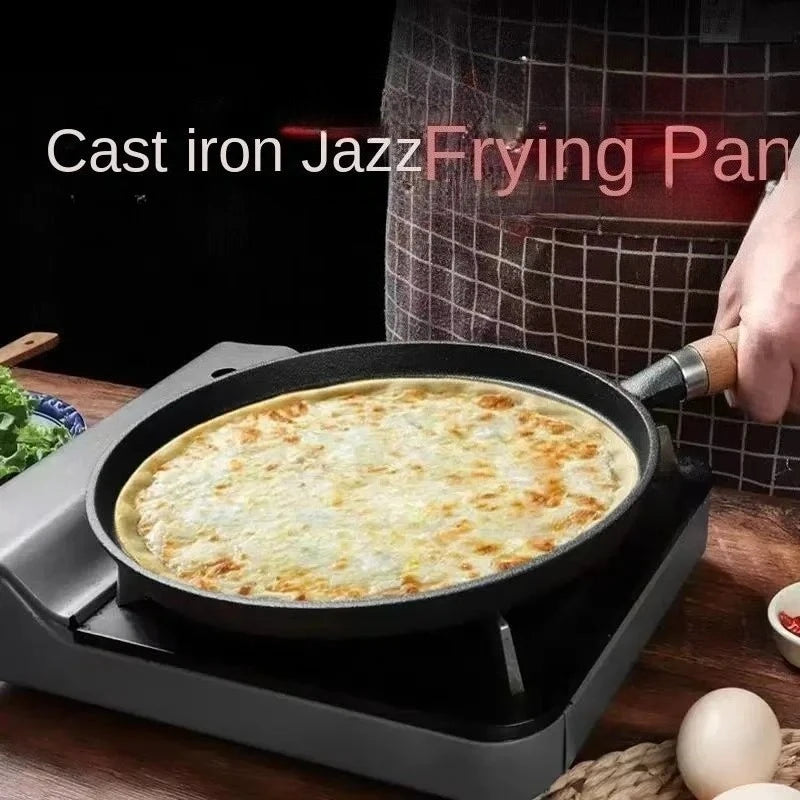 26cm Cast Iron Frying Pan Uncoated Non-stick Multi-Food Use Cookware