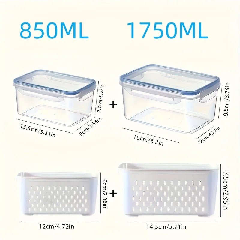 4pcs/Set Leak-Proof Food Storage Containers-Airtight, Stackable Meal Prep Boxes-Suitable for Fruits, Vegetables, Meat & Grains - Lovies Kitchenwares