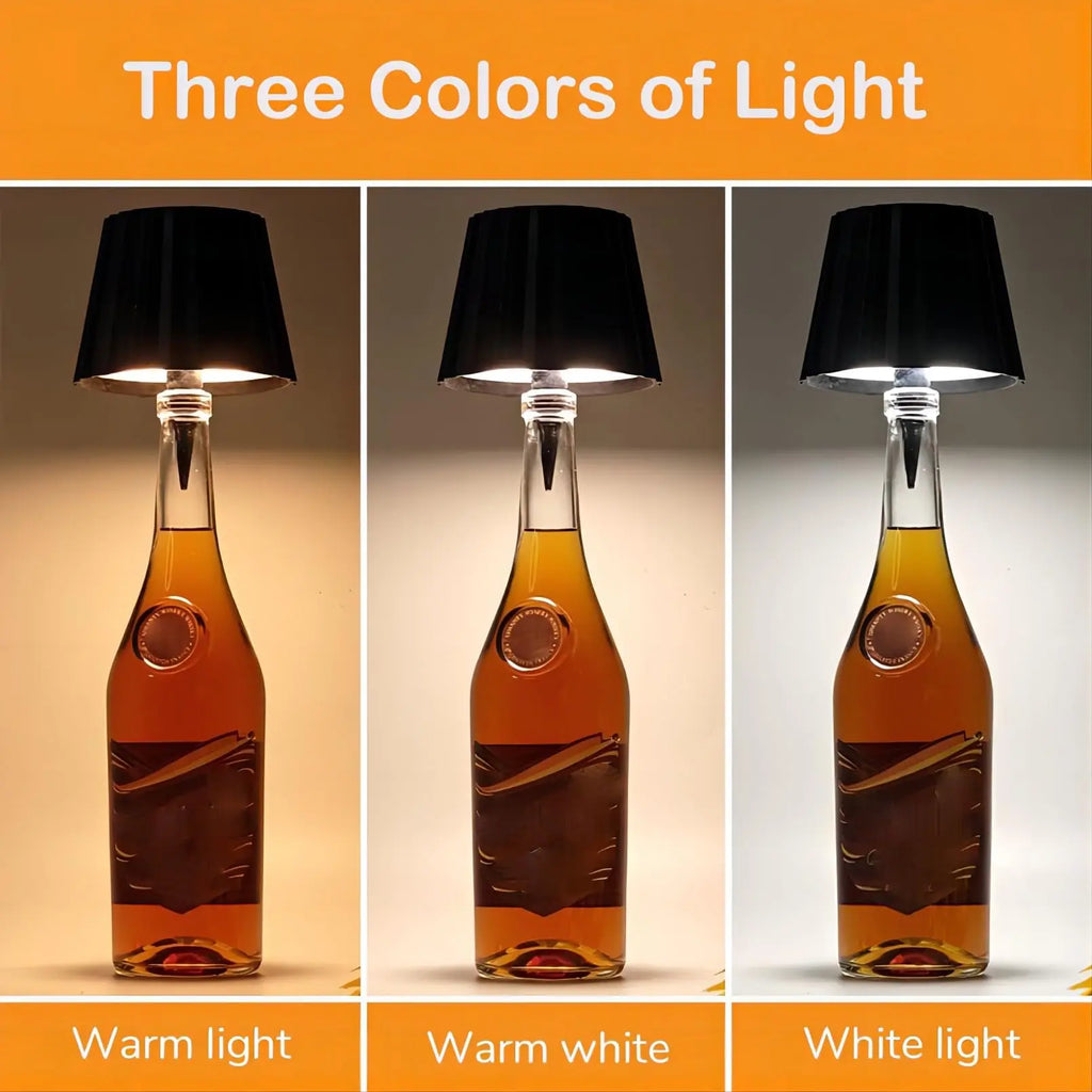 Wireless Bottle Table Touch Control Lamp With 3 Colors & Dimming Night Lamp