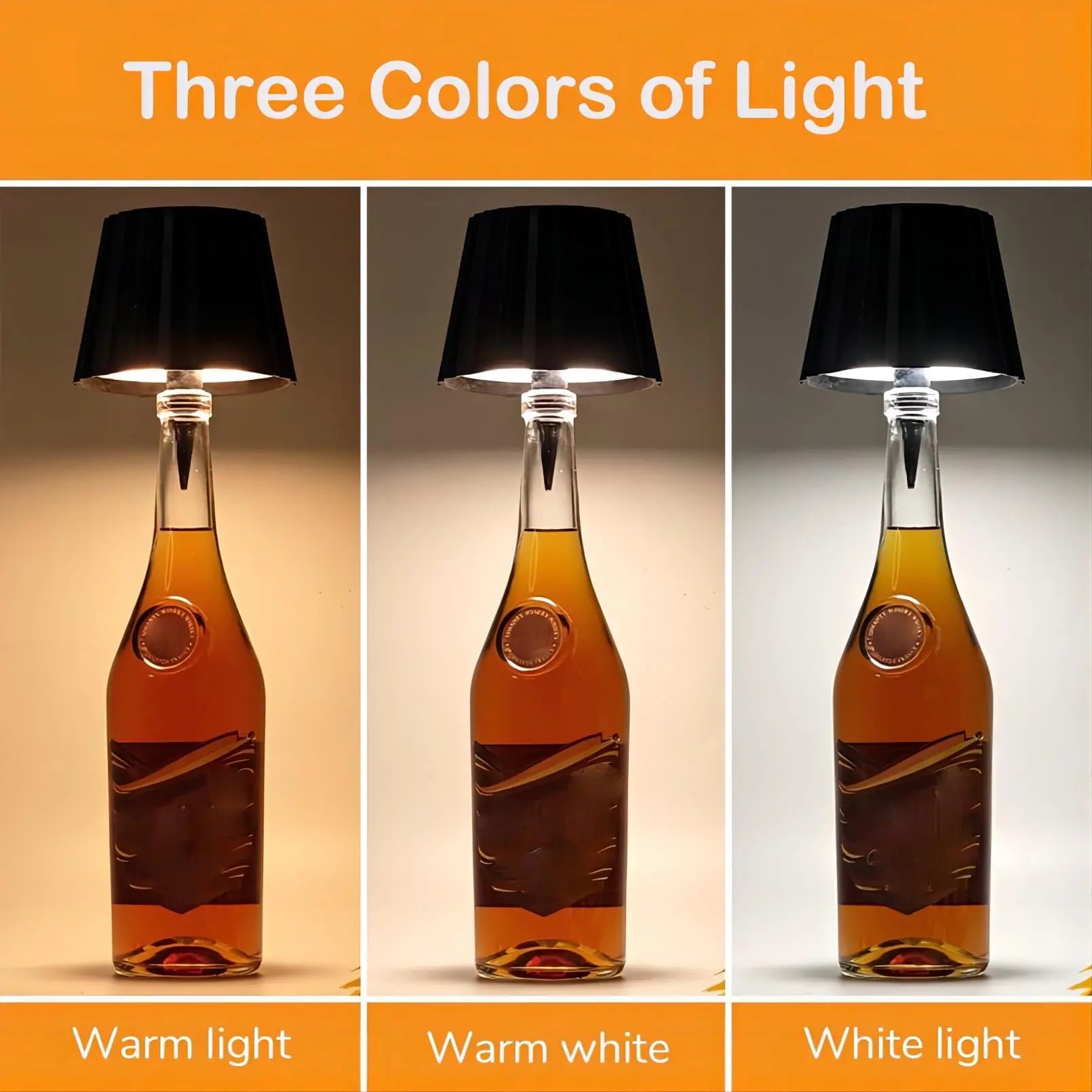 Wireless Bottle Table Touch Control Lamp With 3 Colors & Dimming Night Lamp