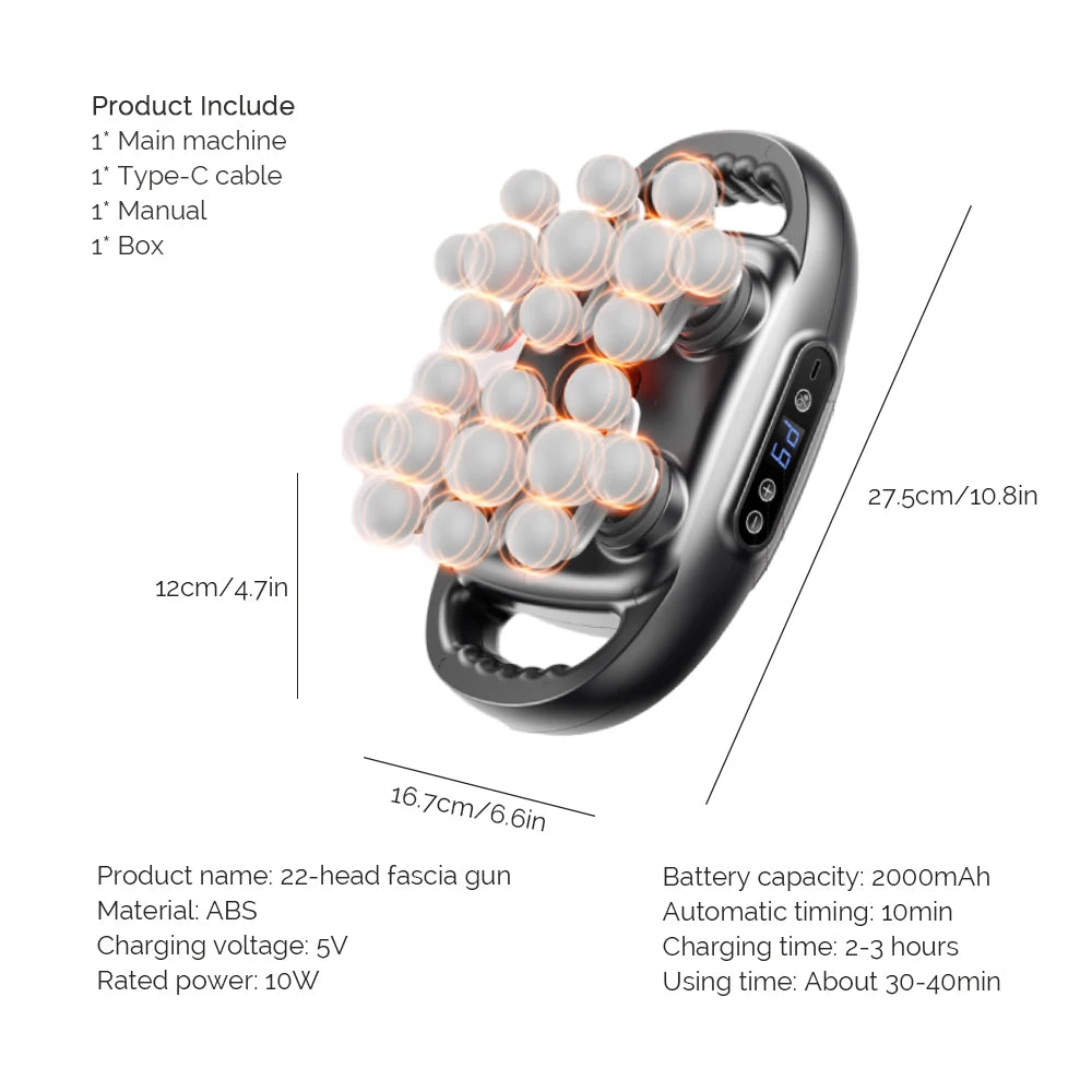 16-Head Fascia High-Frequency Vibration Body Massager For Back, Waist, Neck, and Shoulders