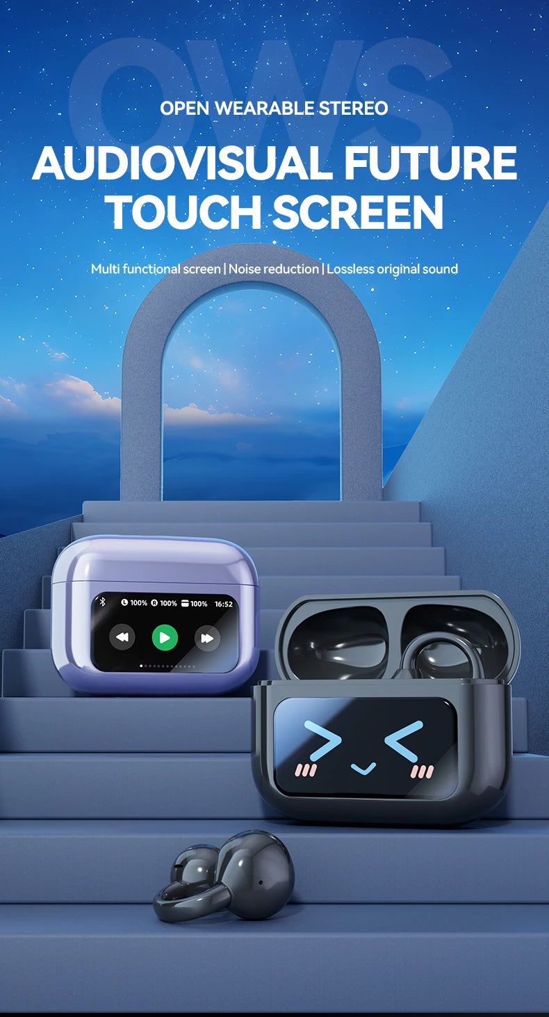 Touch Screen Wireless Bluetooth Earphone 144 Languages Real-Time Translation Headphones HiFi Audio Earbuds