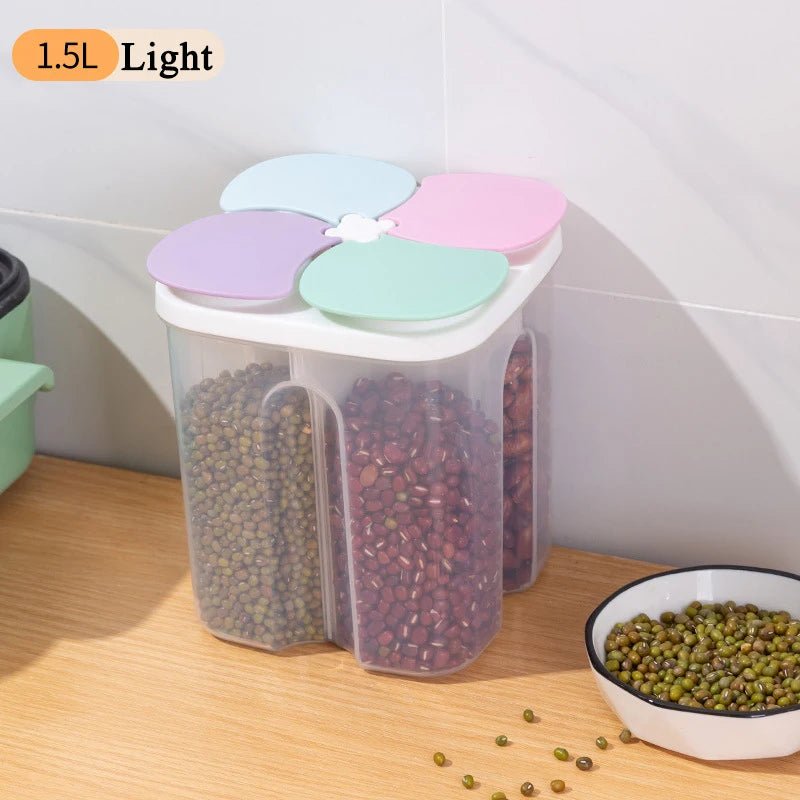 Kitchen Food Storage Box Plastic 4 grids Sealed Food Container Moisture-proof - Lovies Kitchenwares