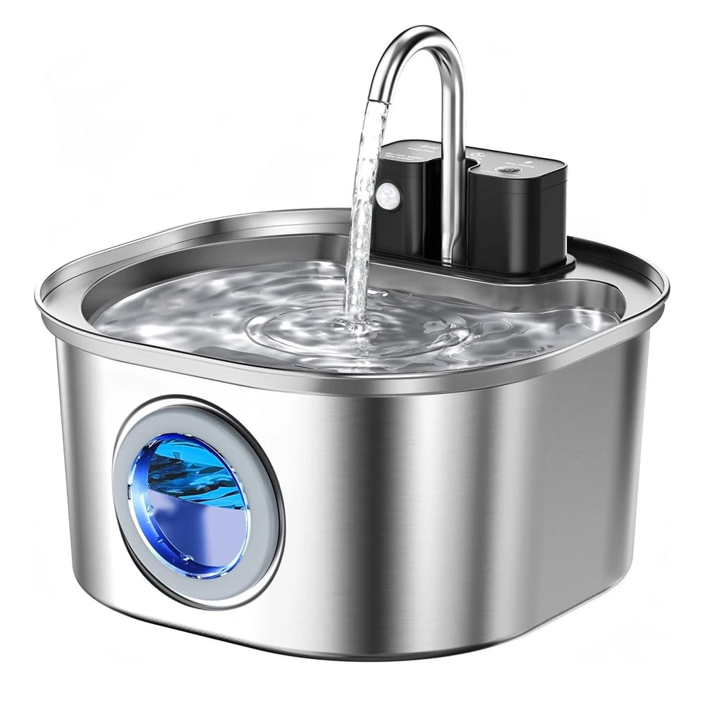 3L Stainless Steel Wireless Recharging Sensor Cat Water Fountain  with Auto Drinking Fountain For Cats & Dogs