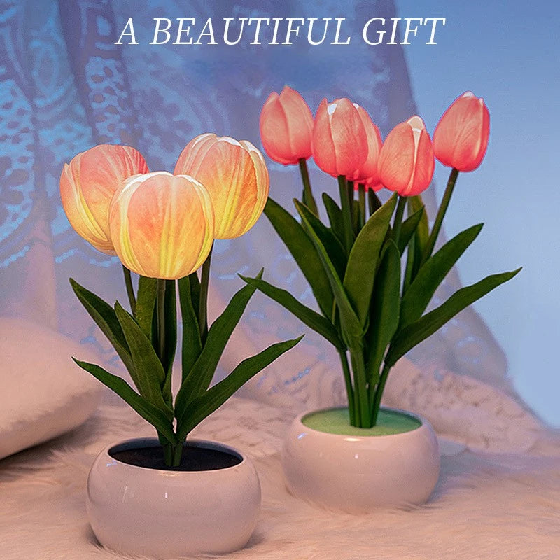 1 PC Tulip LED Night Light, Stimulated Atmosphere Bouquet Light.