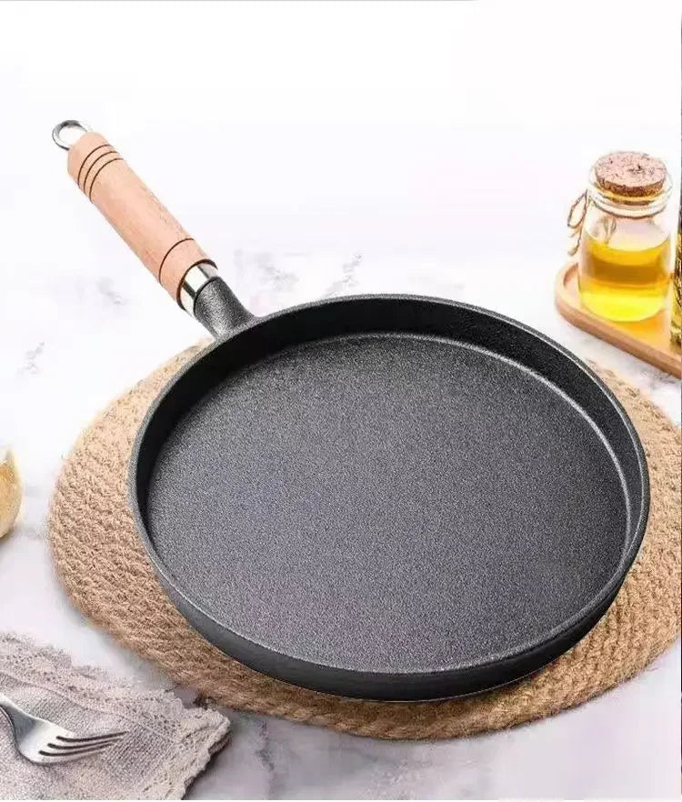 26cm Cast Iron Frying Pan Uncoated Non-stick Multi-Food Use Cookware