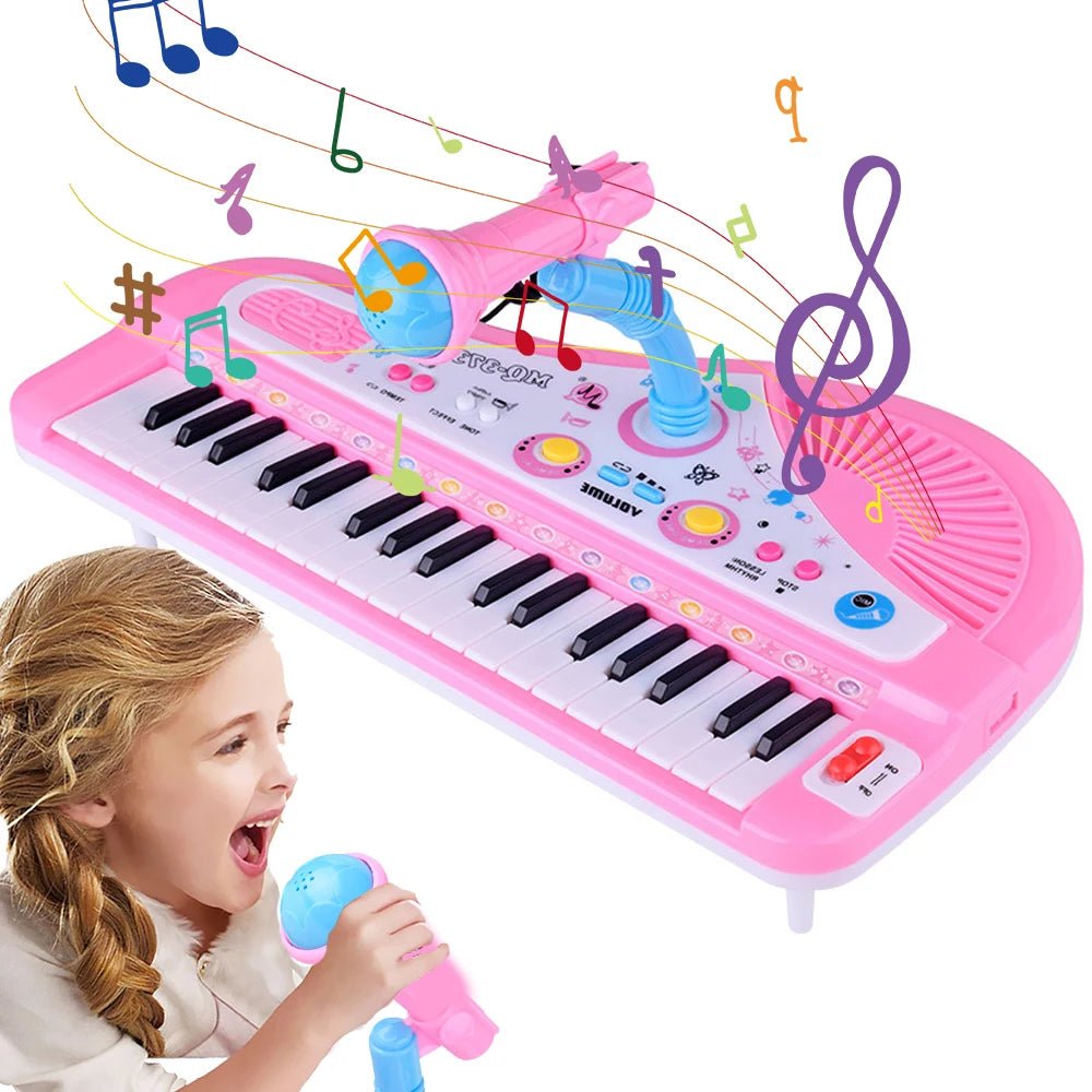 37 Keys Kids Musical Electronic Piano Organ Keyboard with Microphone And an Educational Toy