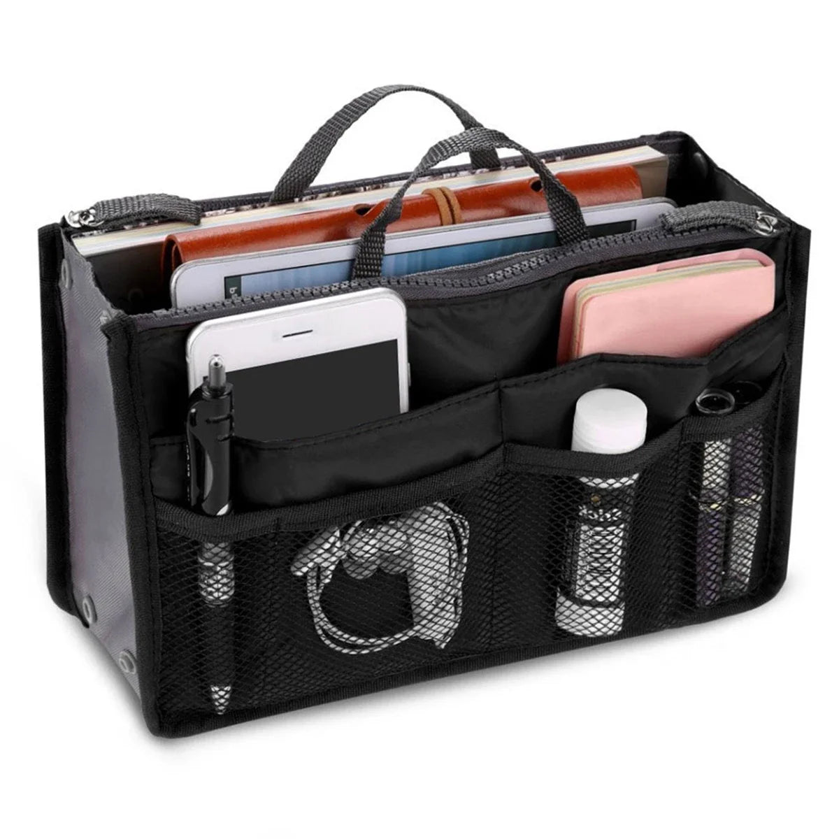 Women's Foldable Nylon Cosmetic Organizer Travel Large Capacity Handbag