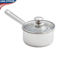 Oven Safe Stainless Steel Saucepan with Straining Lid 1qt Dishwasher Safe Induction Compatible Heat Resistant Glass Lid