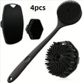 4-piece Soft Silicone Bath Brush Set With Non-Slip Handle