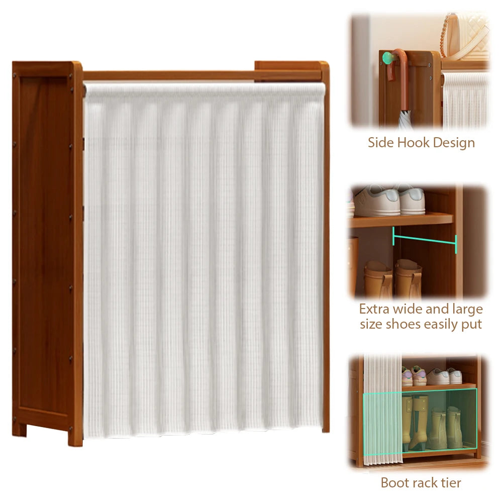 6-Tier Simple Shoe Wooden Cabinet Organizer With Storage Shelves