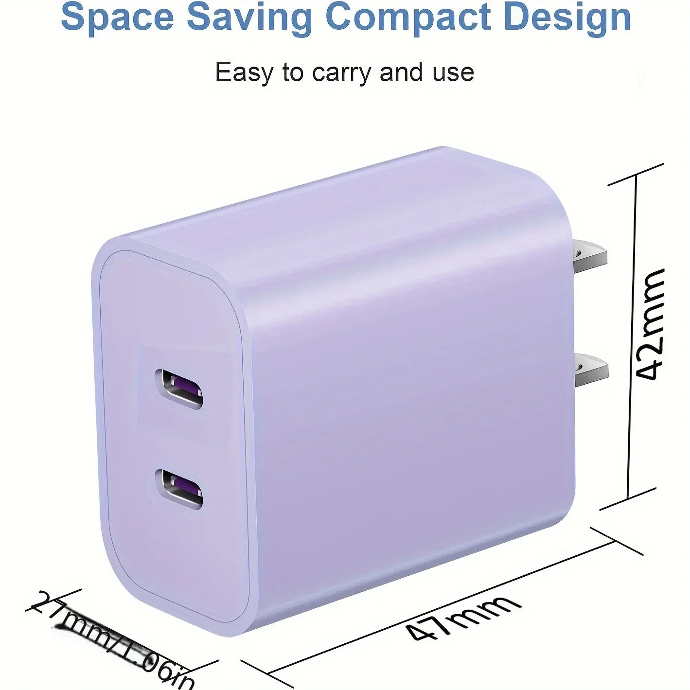2-Pack For IPhone 15/15Pro/IPad Pro Charger, 40W Dual Port Block With 2Pack 6FT USB