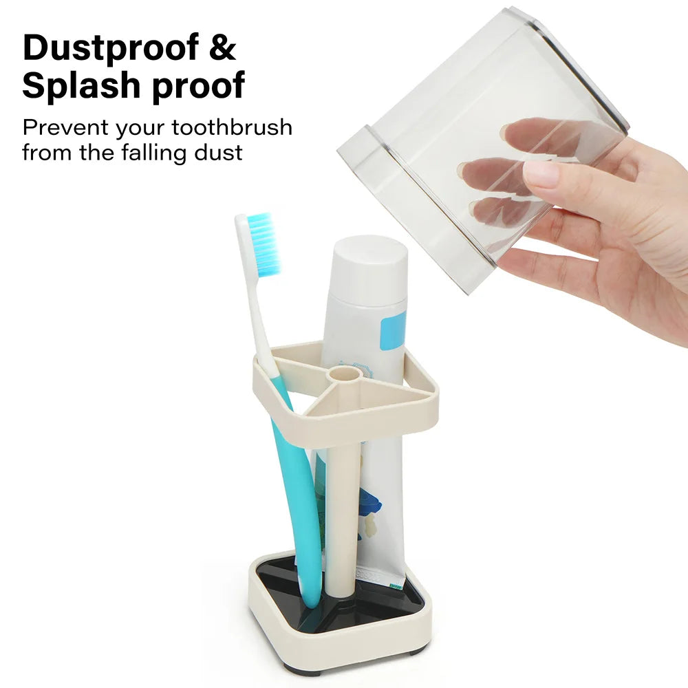 Toothbrush & Toothpaste Holder With Cup/Cover