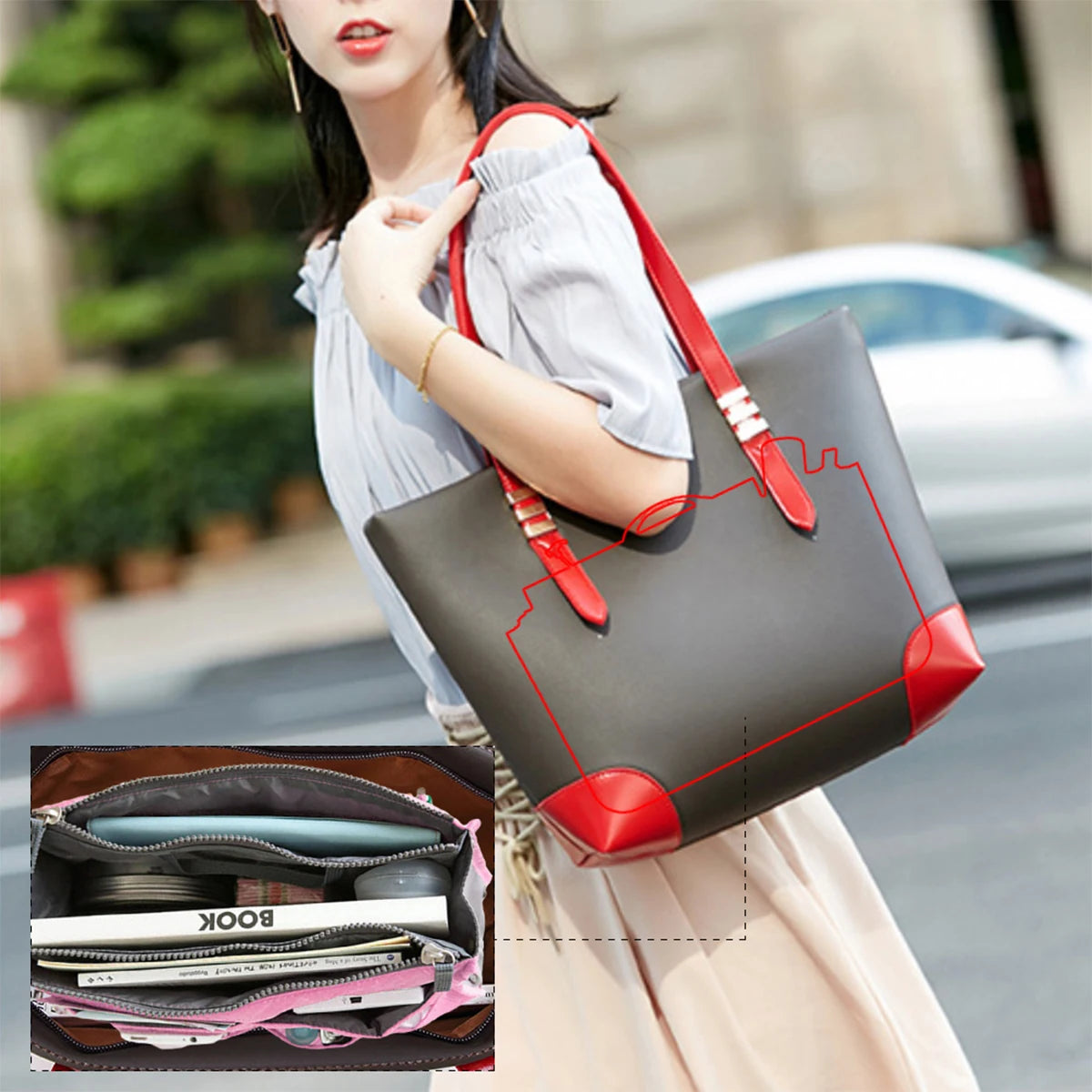 Women's Foldable Nylon Cosmetic Organizer Travel Large Capacity Handbag