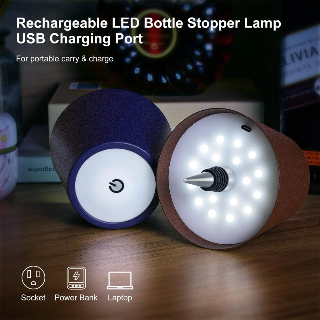 Wireless Bottle Table Touch Control Lamp With 3 Colors & Dimming Night Lamp