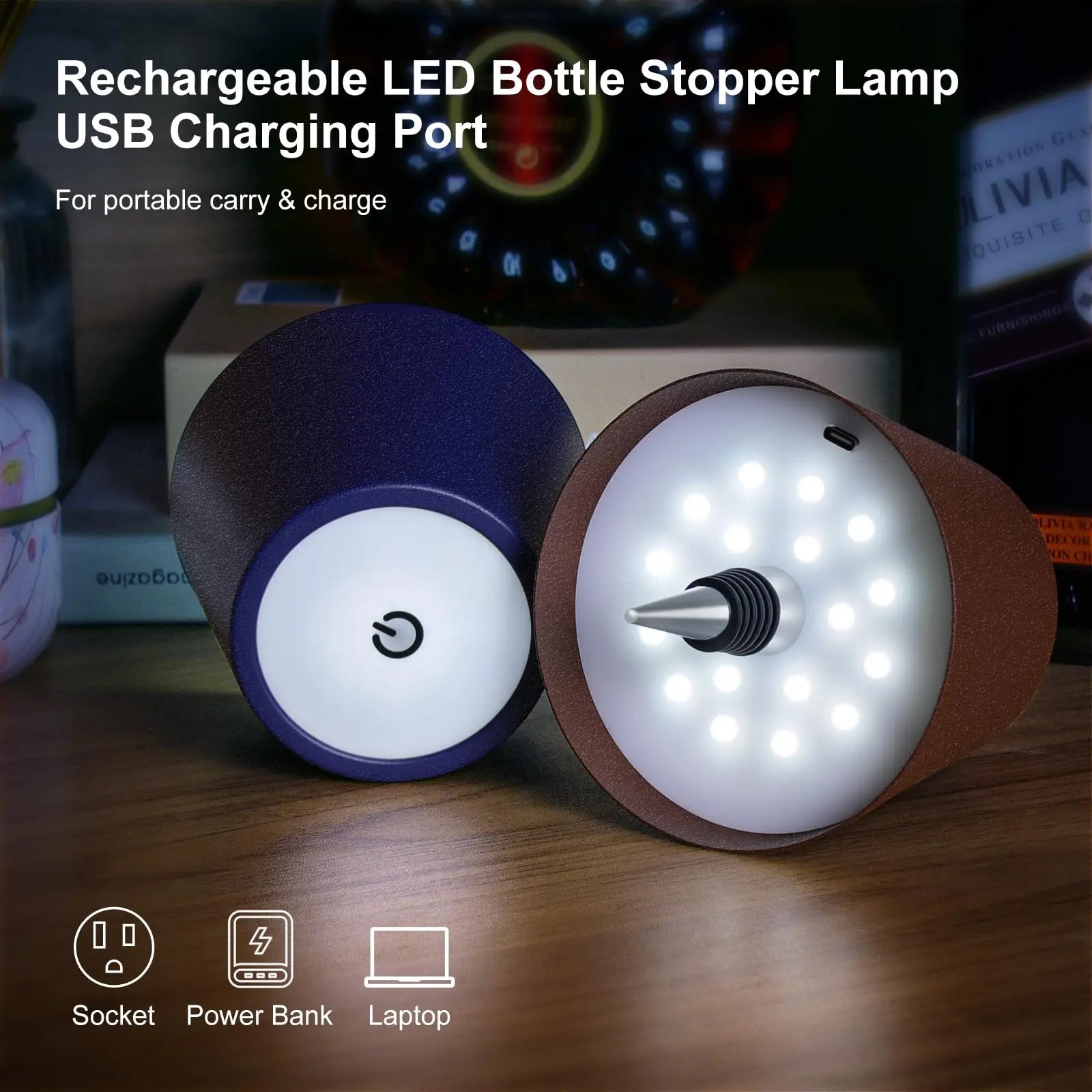 Wireless Bottle Table Touch Control Lamp With 3 Colors & Dimming Night Lamp