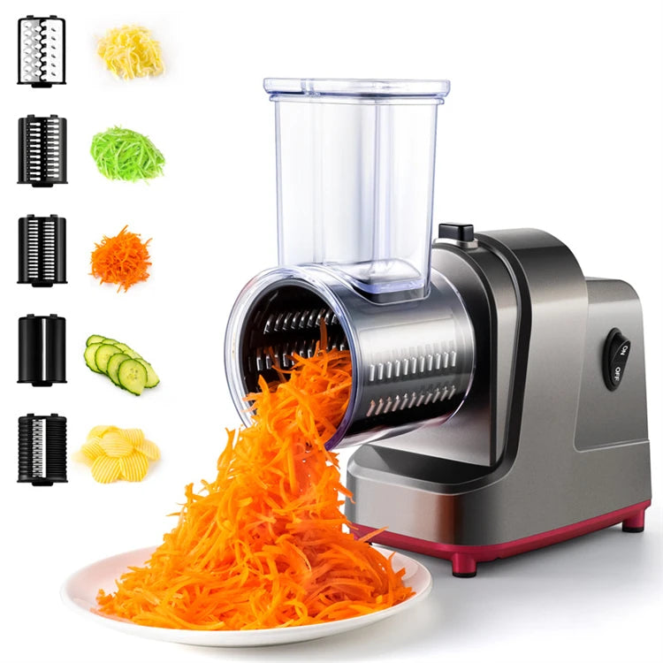 250W 5 in 1 Automatic Electric Multi-Vegetable Slicer, Shredder & Cutter