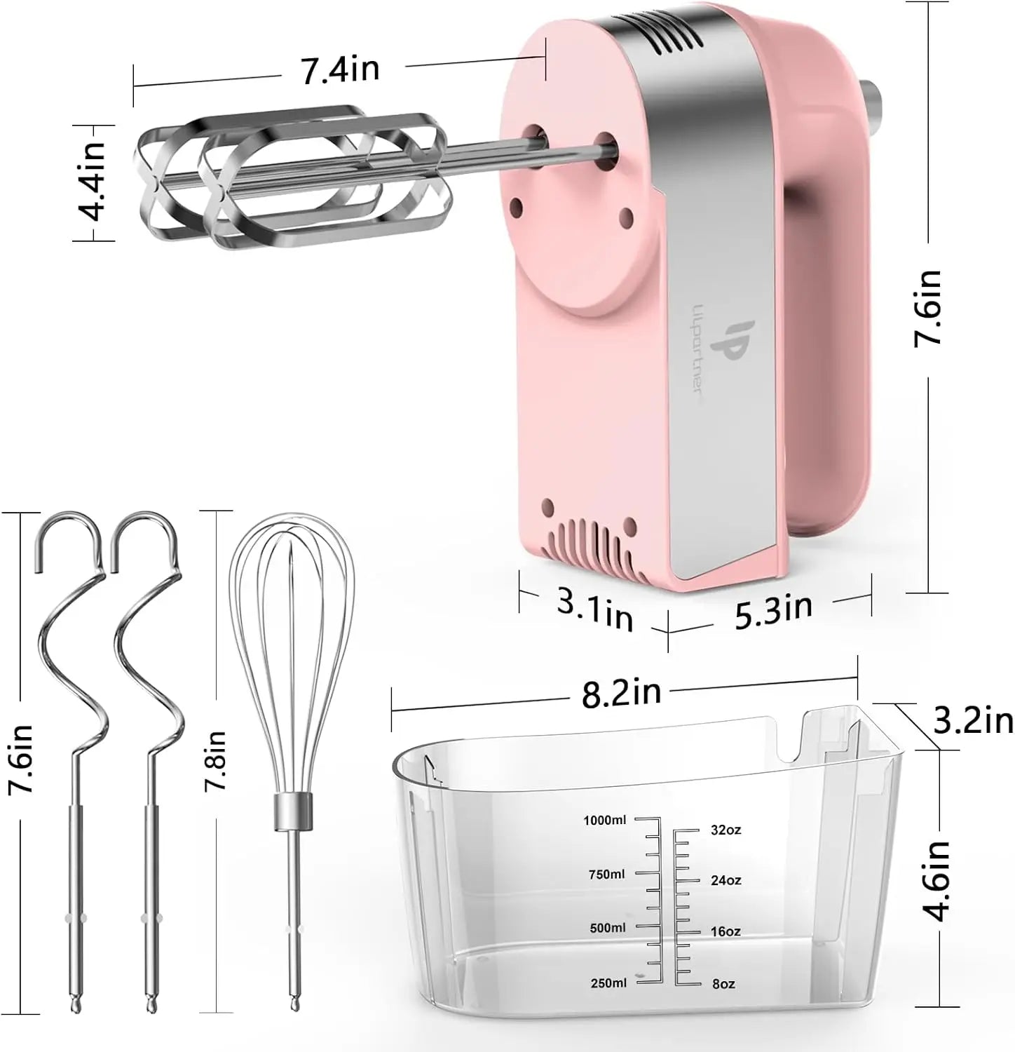 450W Electric Hand Mixer with Scale Cup, Turbo Boost & 5 Speeds