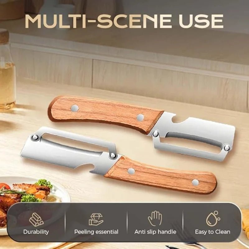 2 PCS Premium Vegetable Peeler Set Stainless Steel Blade with Wooden Handle and Includes Bottle Opener - Lovies Kitchenwares